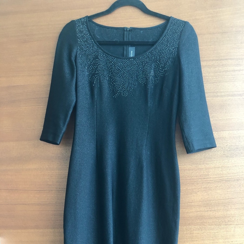 St John size 2 black dress with beaded neckline